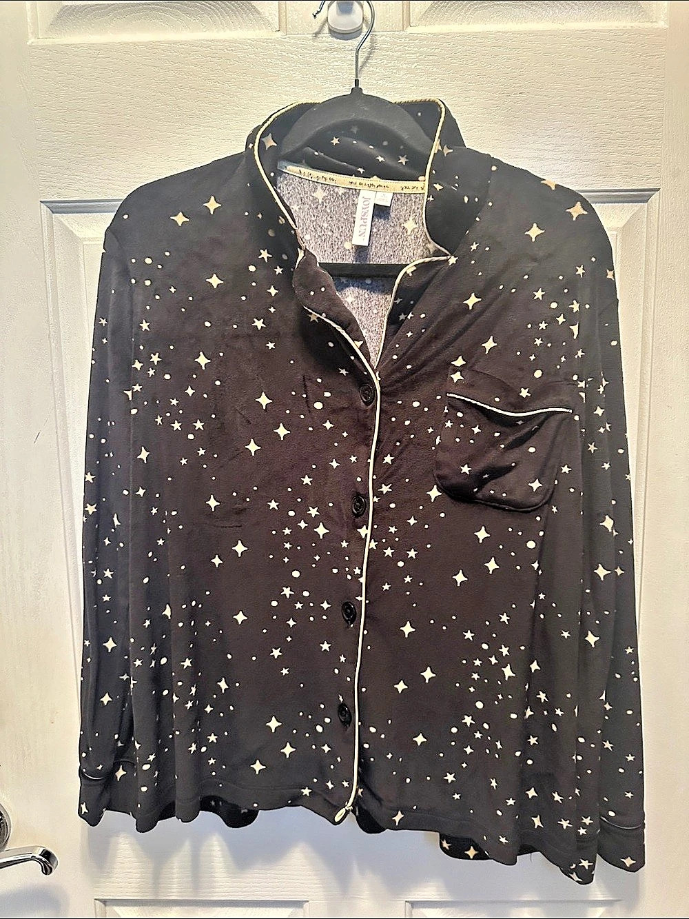 Joyspun Star Print Pajama Set in Black & Gold Size Medium Like New